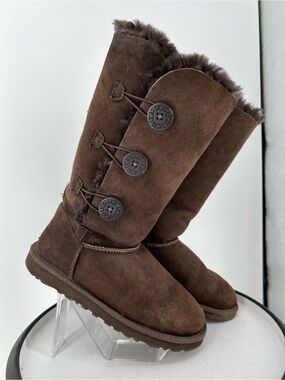 UGG Chestnut Button-Front Shearling Boots